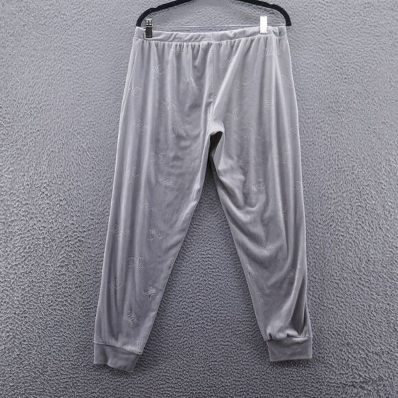 Juicy Couture‎ Womens Soft Velour Jogger Pants Large Gray All Over Logo Lounge - Picture 2 of 14